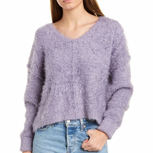 Free People women’s size small Icing Falling Star Pullover Purple Fuzzy Sweater - Picture 8 of 16